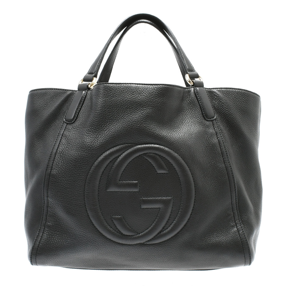 Gucci Soho Interlocking GG Tote Bag Black Leather Handbag